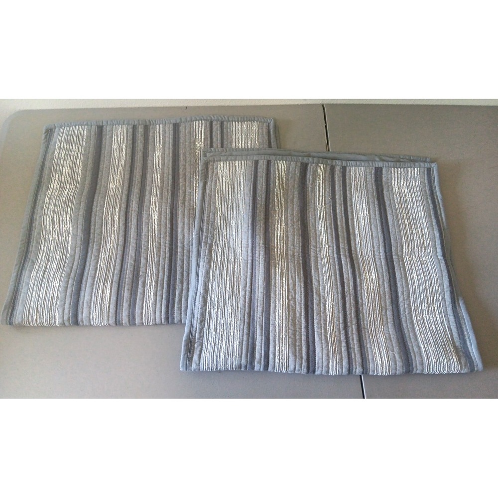 FRYE Pillowcase Shams Set‎ of 2 Gray  KING Textured Quilted Texture Cozy Preppy